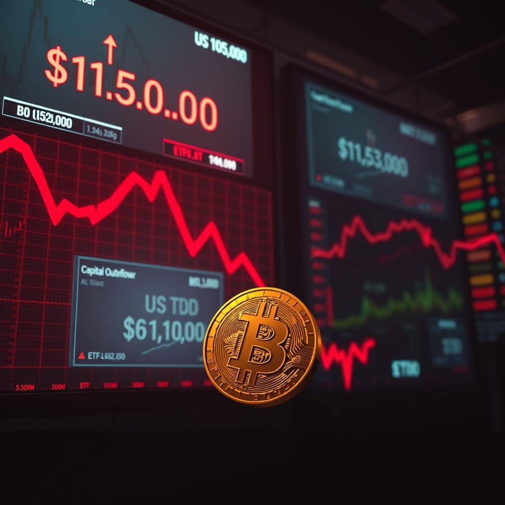 Bitcoin Cai para US$ 111 Mil com Saídas de ETFs e Pressão de Venda: Correção Rumo a US$ 105 Mil?